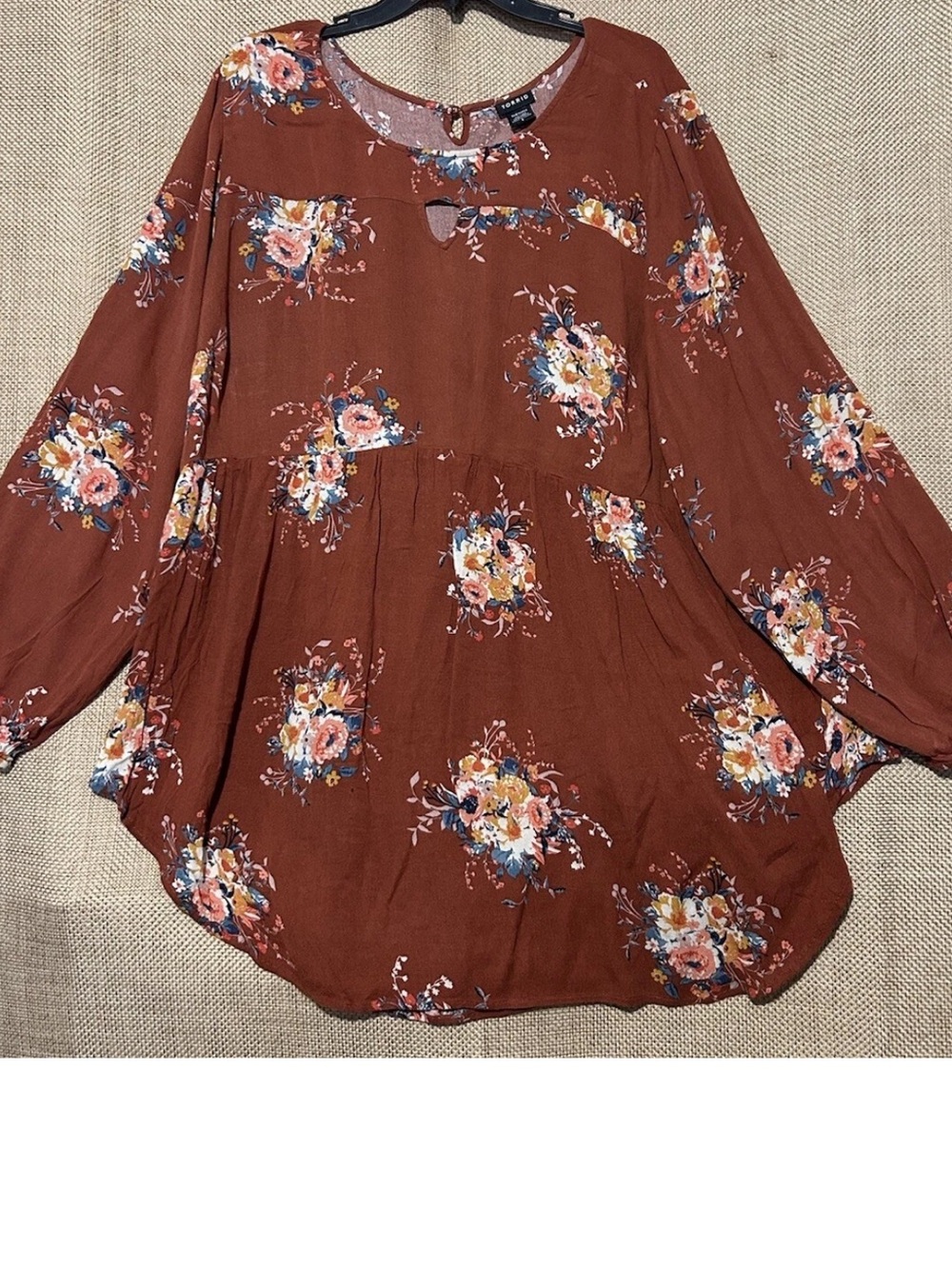 Torrid Top 4 Rust Floral Challis Flowy Rayon Popover Shirt Boho Peasant Blouse